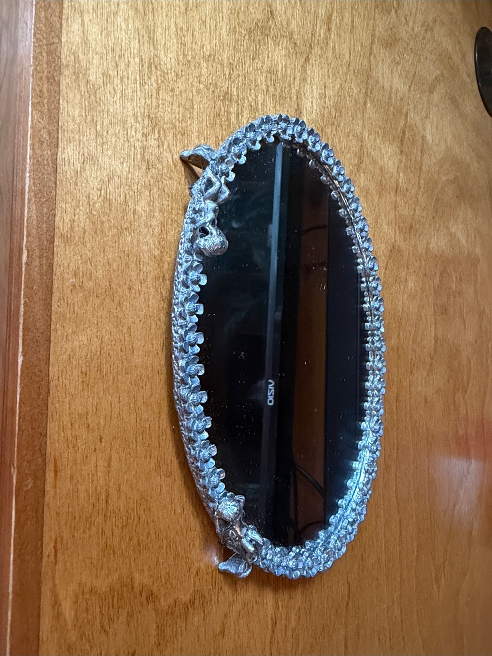 Decorative Oval Vanity Mirror in Silver